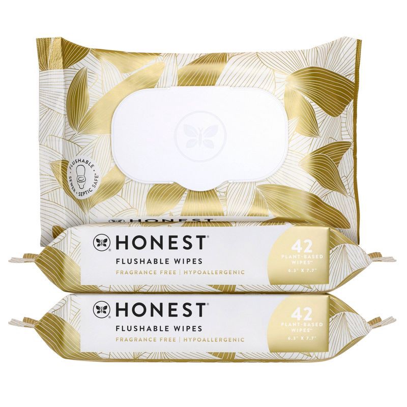 slide 1 of 8, The Honest Company Flushable Wipes - Gilded Wings - 126ct: Unscented, 126 ct