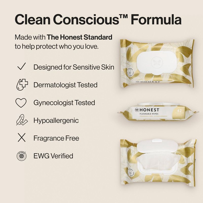 slide 7 of 10, The Honest Company Flushable Wipes - Gilded Wings - 126ct, 126 ct