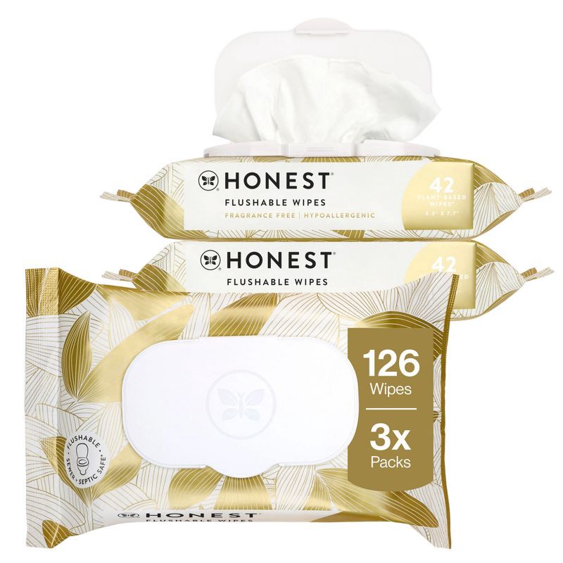 slide 1 of 15, The Honest Company Flushable Wipes - Gilded Wings - 126ct, 126 ct