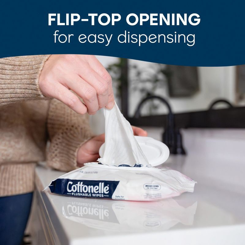 slide 6 of 8, Cottonelle Fragrance Free Flushable Wipes - 4pk/42ct, 4 ct, 42 ct