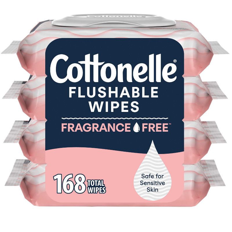 slide 1 of 6, Cottonelle Fragrance Free Flushable Wipes - 4pk/42ct: Unscented, 168 Count, 4 ct, 42 ct, 168 ct