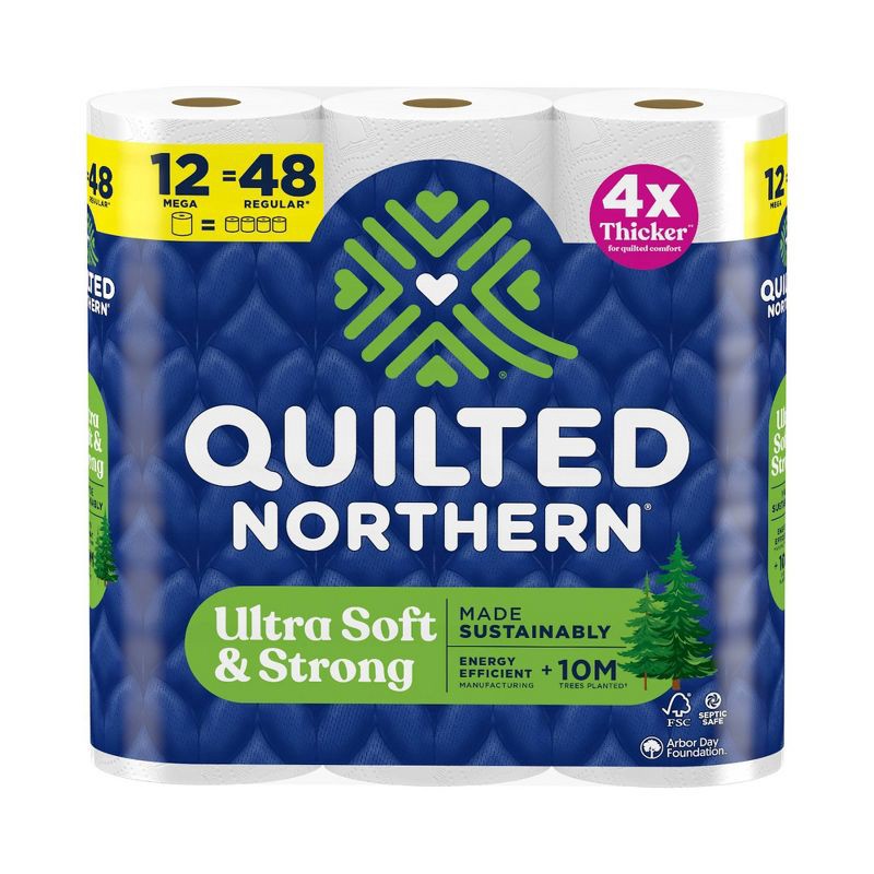 slide 1 of 10, Quilted Northern Ultra Soft Strong Toilet Papers - 12 Mega Rolls: 255 Sheets Per Roll, 255 sheets