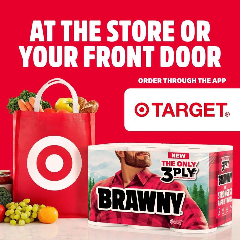 slide 9 of 9, Brawny Tear-A-Square Paper 3-Ply Paper Towels - 6 Triple Rolls, 1 ct