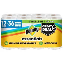 Bounty Essentials Select-A-Size White Paper Towels - 12 Triple Rolls