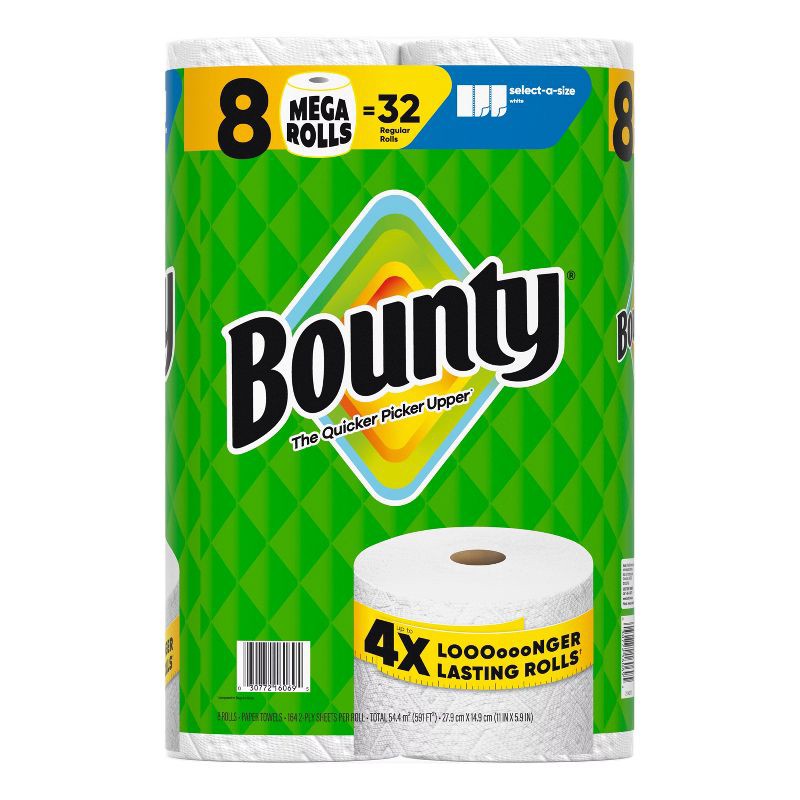 slide 15 of 17, Bounty Select-A-Size White Paper Towels - 8 Mega Rolls, 1 ct