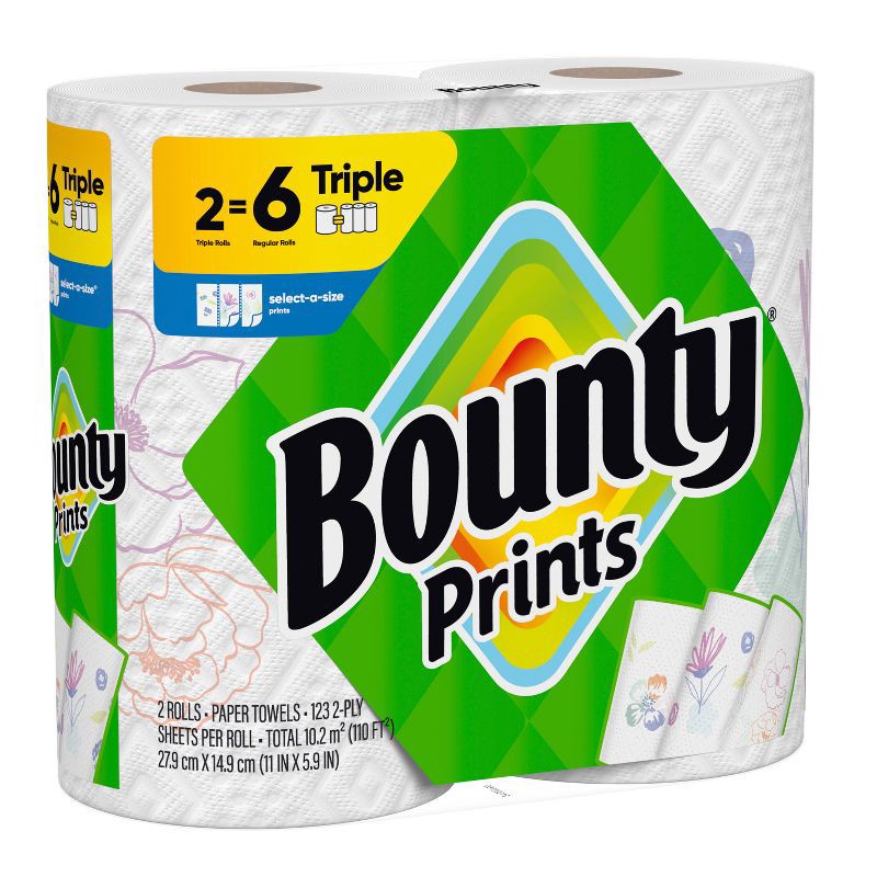 slide 15 of 15, Bounty Select-A-Size Print Paper Towels - 2 Triple Rolls, 1 ct