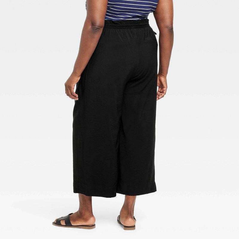 slide 2 of 3, Women's High-Rise Straight Leg Side-Tie Pull-On Pants - A New Day™ Black XXL: Ankle Length, Woven Fabric, 1 ct