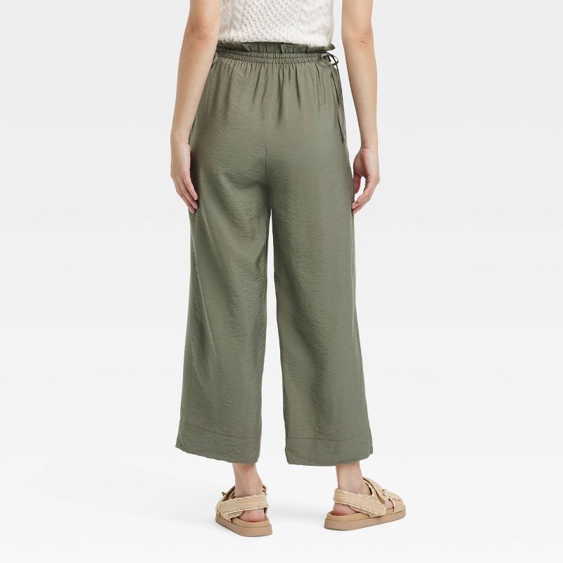 slide 2 of 3, Women's High-Rise Straight Leg Side-Tie Pull-On Pants - A New Day™ Green XL: Rayon-Nylon Blend, Ankle Length, 1 ct