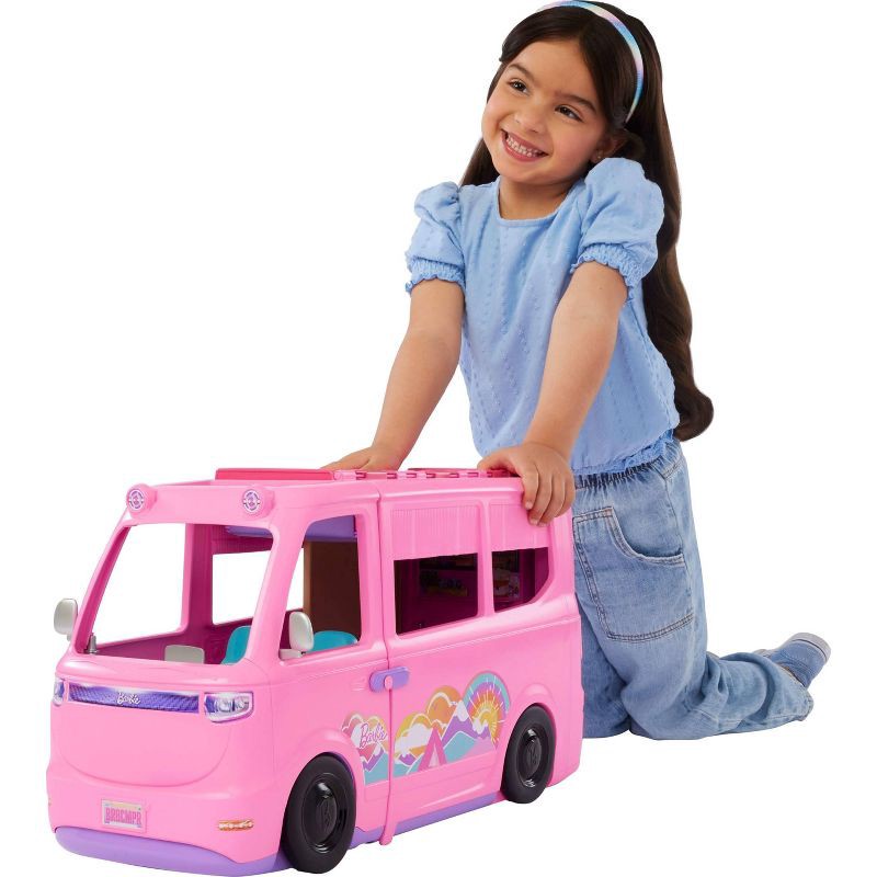 slide 2 of 6, Barbie Dream Camper Playset with Roof Tent, BBQ Grill with Color-Change Feature and 60+ Accessories, 1 ct