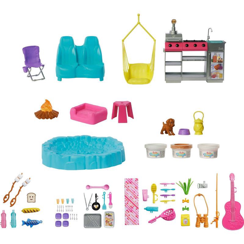 slide 5 of 6, Barbie Dream Camper Playset with Roof Tent, BBQ Grill with Color-Change Feature and 60+ Accessories, 1 ct
