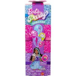 Barbie Party Unboxed Glam Party Series Purple Sparkle Doll & Accessories with 10 Surprises