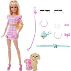 Barbie Twinning Looks Fashion Doll with Pet Dog Matching Pink Clothes and Accessories Blonde