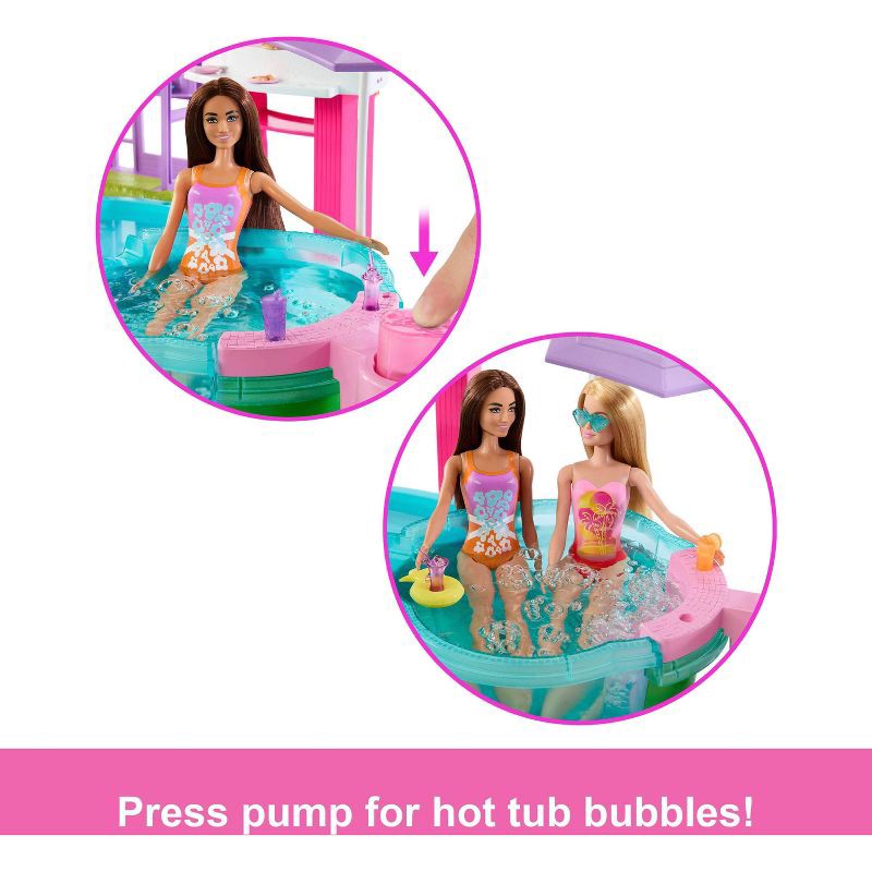 slide 3 of 6, Barbie Dream Pool Playset with Slide & Bubbling Hot Tub with 20+ Accessories, 1 ct
