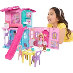 Barbie Chelsea Pop-Up Doll House with Doll & 15+ Accessories, House Expands to 17+ x 13+ Inches