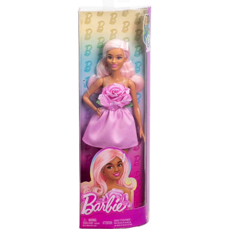 slide 6 of 6, Barbie Fashionistas Doll #238 in Strapless Rose Dress, Pink Hair with Barrette Accessory, 1 ct