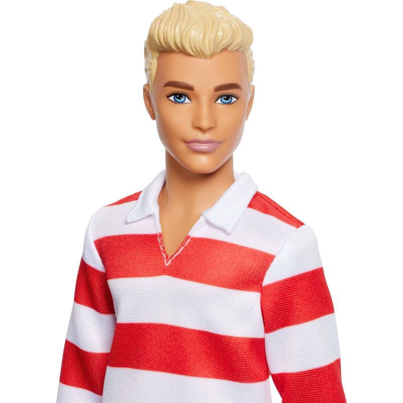 slide 2 of 5, Barbie Fashionistas Ken Doll #241 in Red Striped Top and Pink Shorts with White Sneakers, Blonde, 1 ct
