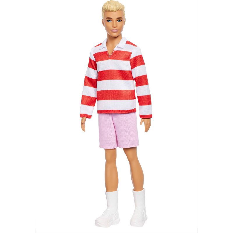 slide 5 of 5, Barbie Fashionistas Ken Doll #241 in Red Striped Top and Pink Shorts with White Sneakers, Blonde, 1 ct