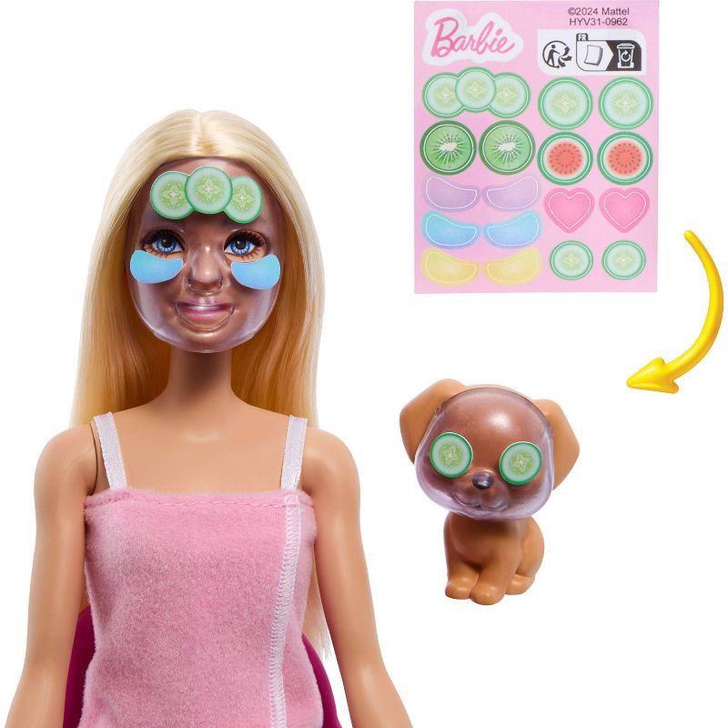 slide 3 of 5, Barbie Face Mask Toy Playset & Doll with 10+ Spa Accessories Including 3 Powder Packs to Make Dough Masks, 1 ct