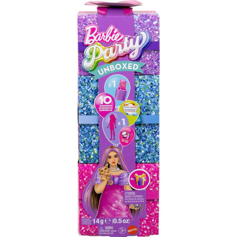 slide 6 of 6, Barbie Party Unboxed Glam Party Series Pink Sparkle Doll & Accessories with 10 Surprises, 1 ct