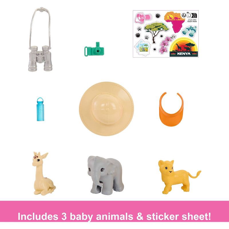 slide 3 of 6, Barbie Pink Passport Kenya Adventure Dolls & Playset with Toy Helicopter & 9 Accessories, 1 ct