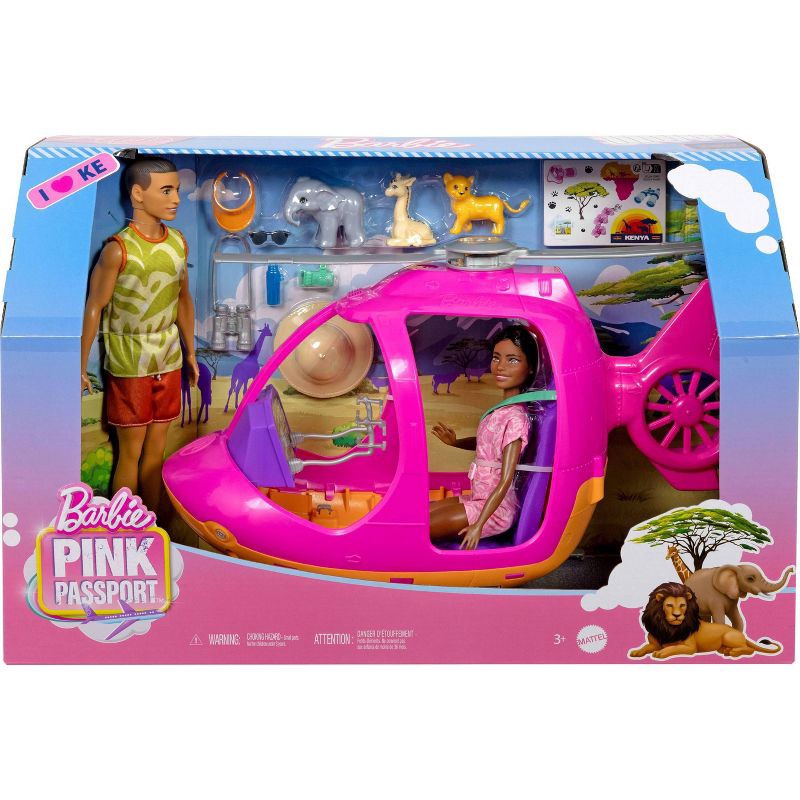 slide 6 of 6, Barbie Pink Passport Kenya Adventure Dolls & Playset with Toy Helicopter & 9 Accessories, 1 ct