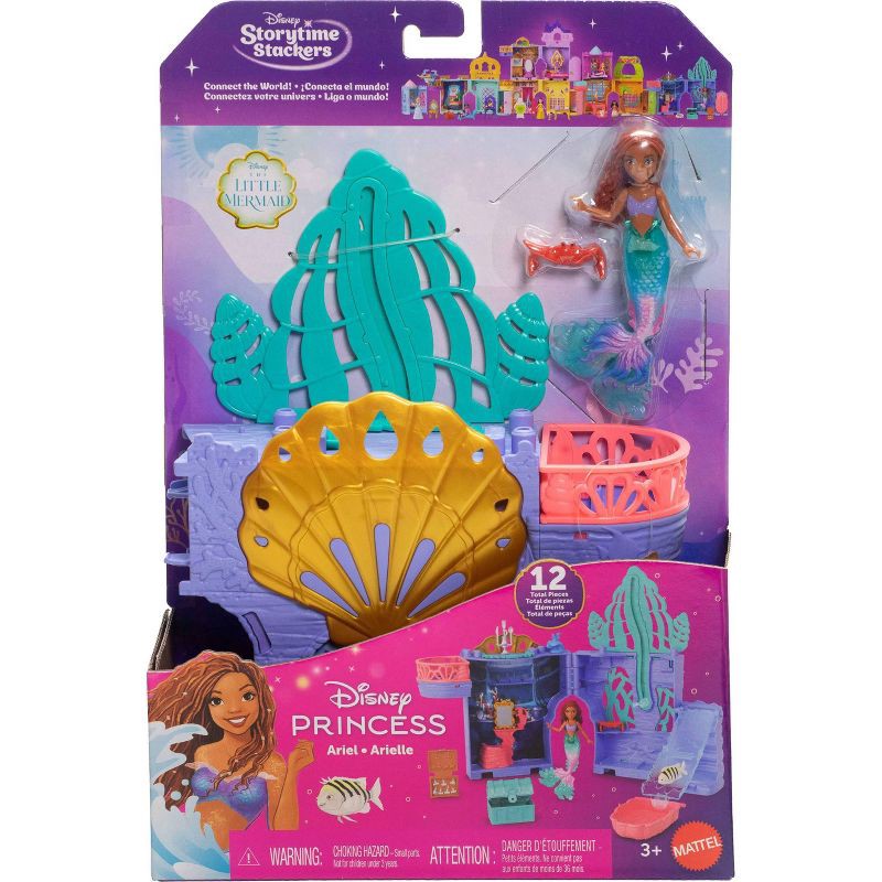 slide 6 of 6, Disney Princess Ariel Storytime Stackers Doll House with Mermaid Small Doll & 10 Accessories, 1 ct