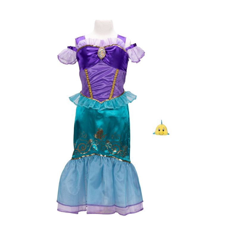 slide 5 of 10, Disney Princess Majestic Ariel Dress with Flounder Shoulder Plush Friend, 1 ct
