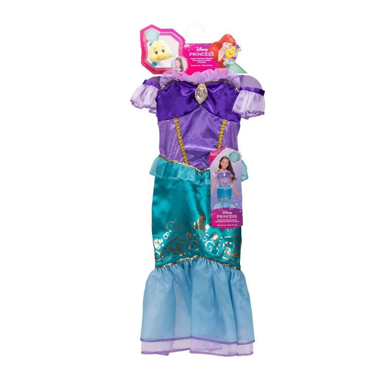 slide 9 of 10, Disney Princess Majestic Ariel Dress with Flounder Shoulder Plush Friend, 1 ct