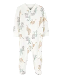 Carter's Baby Kangaroo 2-Way Zip Cotton Sleep & Play Pajamas - Ivory - 6M