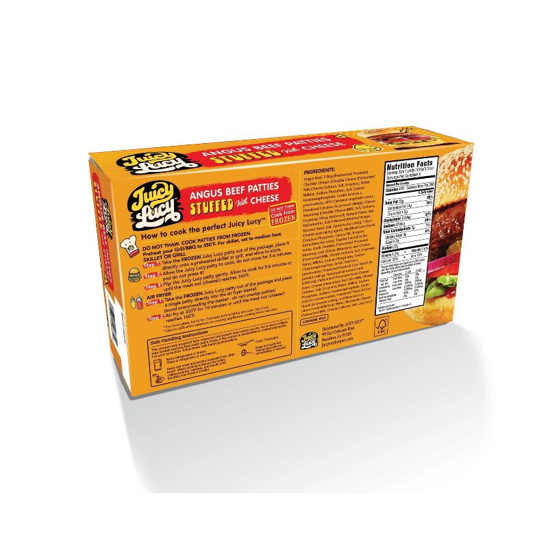 slide 2 of 4, Juicy Lucy Angus Beef Burger Patties Stuffed with Cheese - Frozen - 32oz/6ct, 32 oz, 6 ct