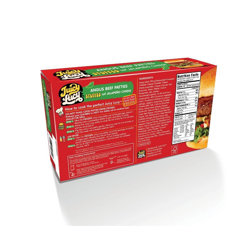 slide 2 of 4, Juicy Lucy Angus Beef Burger Patties Stuffed with Jalapeno Cheese - Frozen - 32oz/6ct, 32 oz, 6 ct