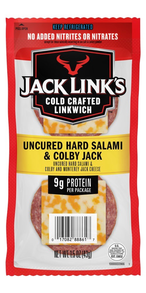 slide 2 of 2, Jack Link's Cold Crafted Uncured Hard Salami & Colby Jack Linkwich 1.5 oz, 1.5 oz
