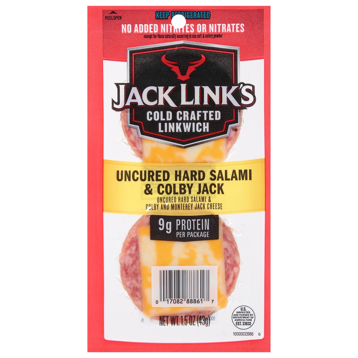 slide 1 of 2, Jack Link's Cold Crafted Uncured Hard Salami & Colby Jack Linkwich 1.5 oz, 1.5 oz