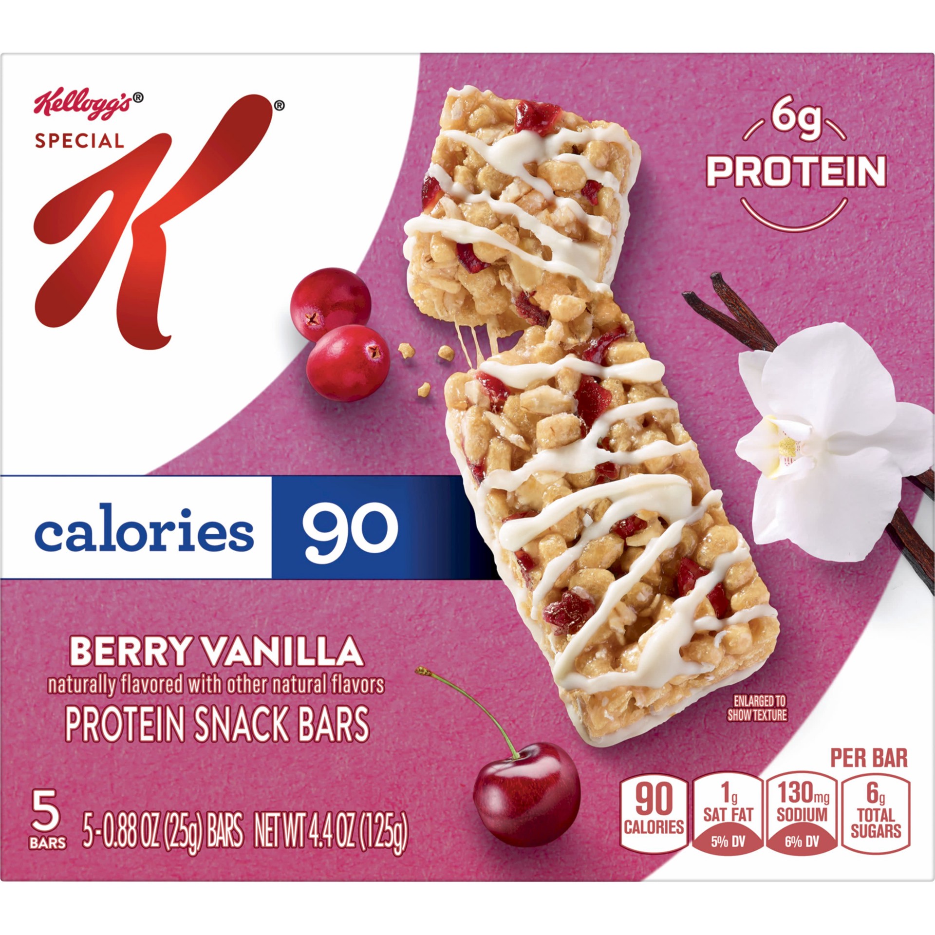 slide 5 of 5, Special K Kellogg's Special K Protein Snack Bars, Berry Vanilla, 4.4 oz, 5 Count, 4.4 oz