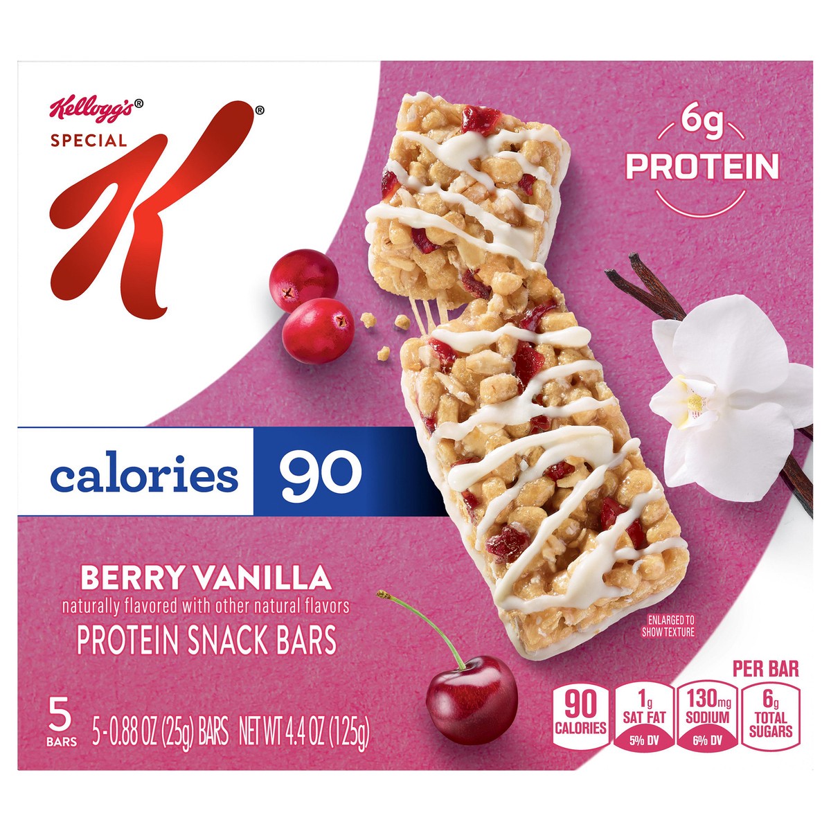 slide 1 of 5, Special K Kellogg's Special K Protein Snack Bars, Berry Vanilla, 4.4 oz, 5 Count, 4.4 oz