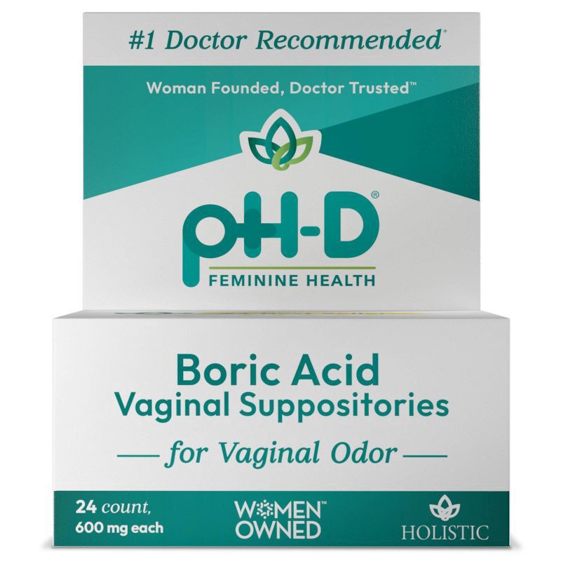 slide 1 of 15, pH-D Feminine Health Boric Acid Vaginal Suppositories 24 ea, 24 ct