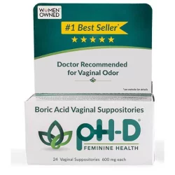 pH-D Feminine Health Boric Acid Vaginal Suppositories - 600 mg