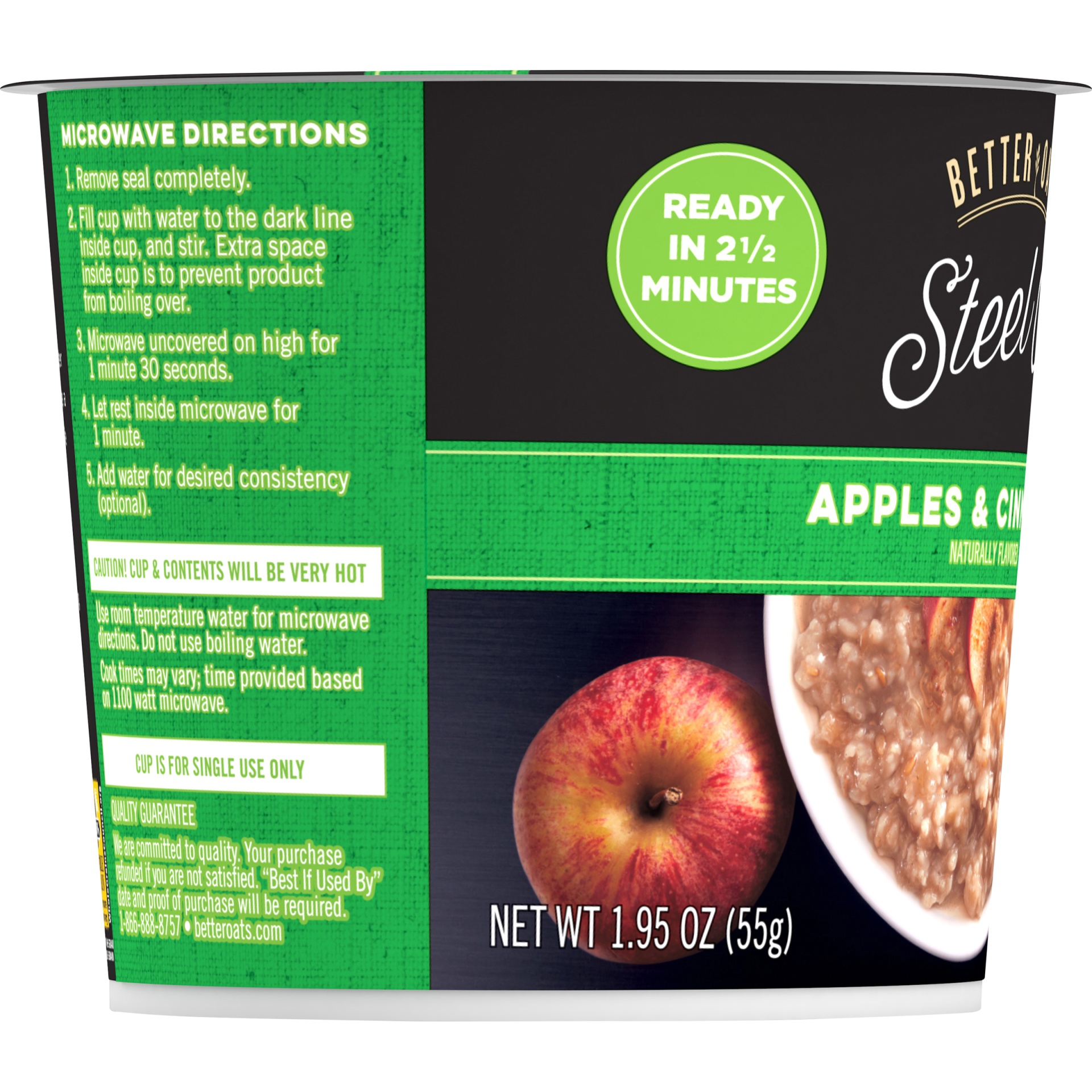 slide 4 of 6, Better Oats Steel Cut Apples & Cinnamon Instant Oatmeal with Flax Seeds, 1.95 oz