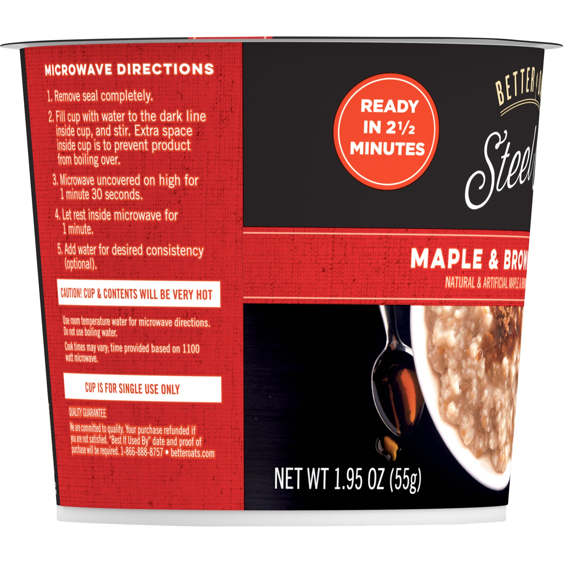 slide 4 of 6, Better Oats Steel Cut Maple & Brown Sugar Instant Oatmeal with Flax Seeds, 1.95 oz