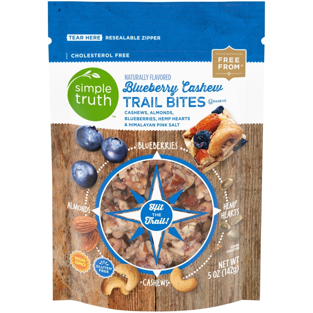 slide 1 of 1, Simple Truth Blueberry Cashew Trail Mix Bites, 5 oz