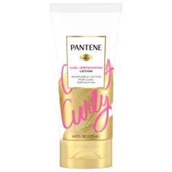 Pantene Pro V Pantene Hair Lotion, Moisturizing, for Curly Hair, Cream Reshapes and Defines Curls with Vitamin B5, Safe for Color Treated Hair, Pro-V, 6.0 oz