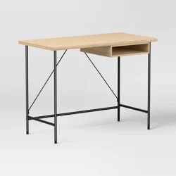 Wood and Metal Writing Desk with Storage Natural - Room Essentials™