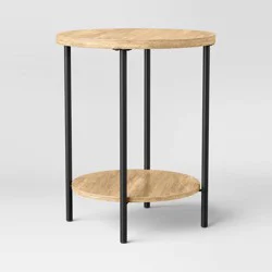 Wood and Metal Small Round End Table Natural Finish - Room Essentials™