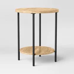 Wood and Metal Small Round End Table Natural Finish - Room Essentials™