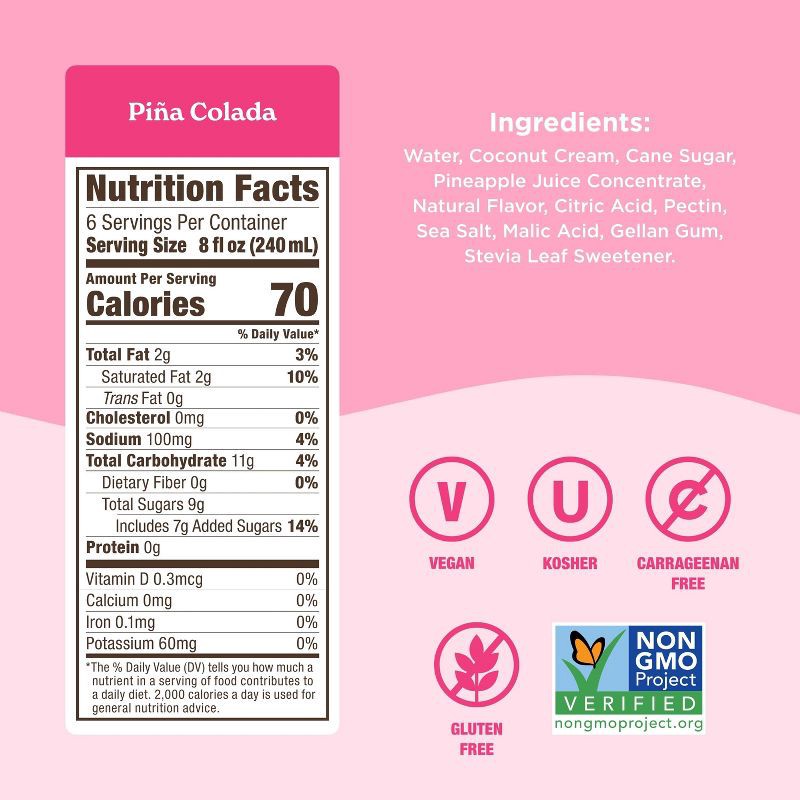 slide 5 of 8, Califia Farms Pina Colada Refresher - 48 fl oz, 48 fl oz