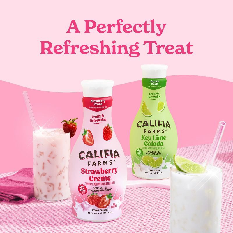 slide 4 of 8, Califia Farms Strawberry Creme Refresher - 48 fl oz, 48 fl oz