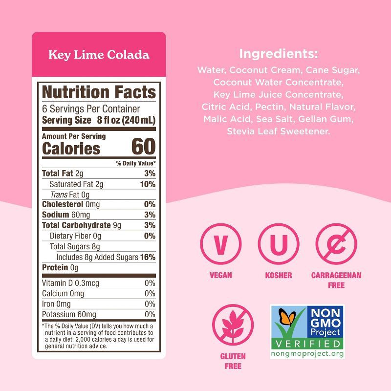 slide 5 of 8, Califia Farms Key Lime Colada Refresher - 48 fl oz, 48 fl oz