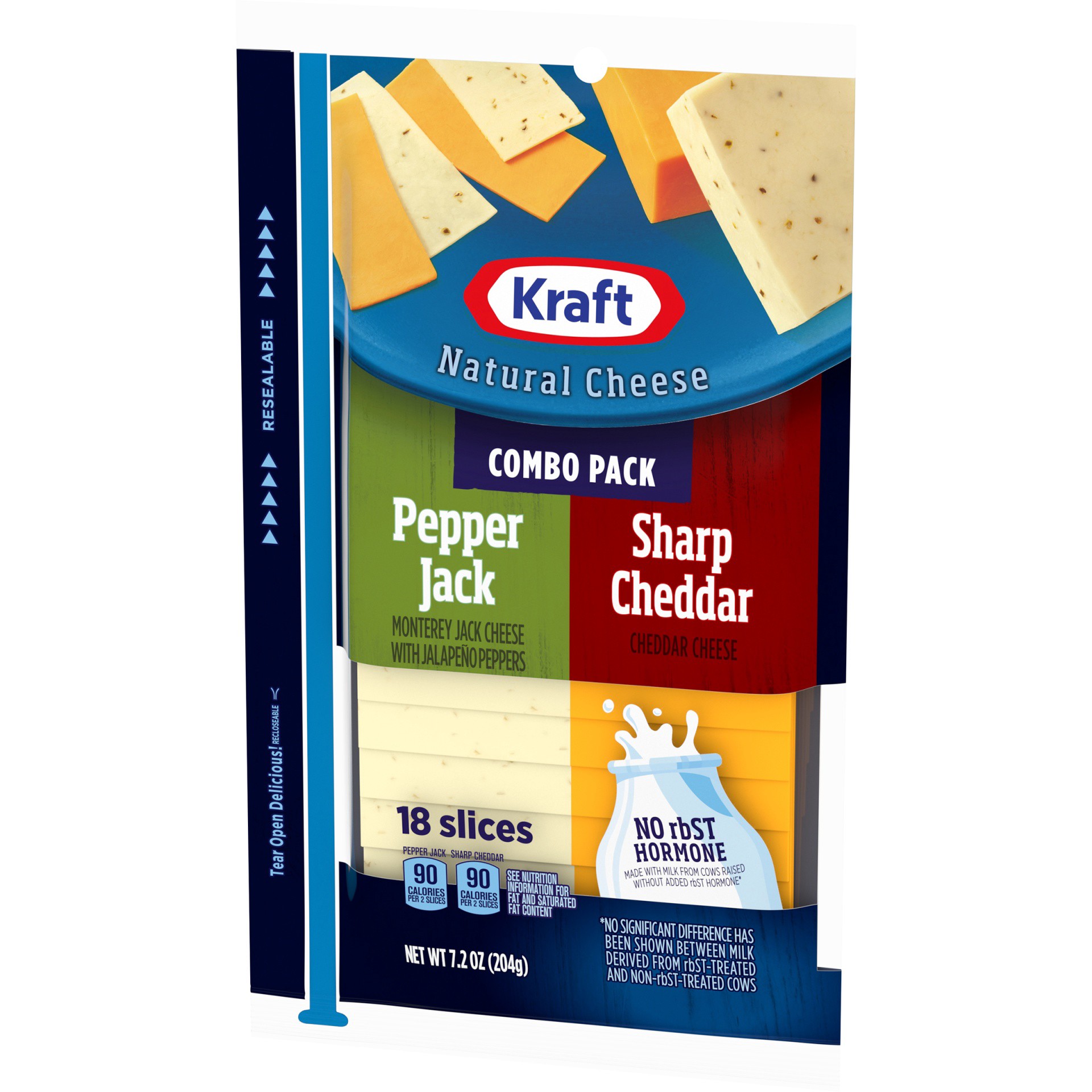 slide 2 of 13, Kraft Pepper Jack & Sharp Cheddar Cheese Slice Combo Pack, 18 ct Pack, 18 ct