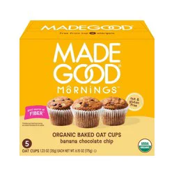 MadeGood Banana Chocolate Chip Organic Baked Oat Cups - 6.15oz/5ct