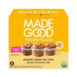 MadeGood Banana Chocolate Chip Organic Baked Oat Cups - 6.15oz/5ct